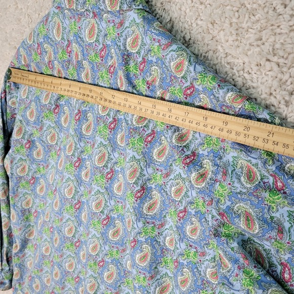 Cremieux Shirt Men's Large Blue Paisley Pearl Snap Premium Denim Button Down L/S - Picture 7 of 12